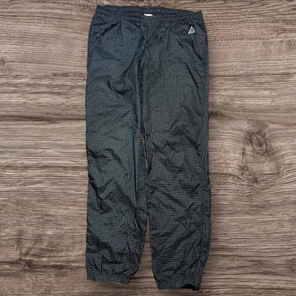 Nike ACG Black Plaid-Striped Trackpants – Vintage – Size M - Picture 1 of 8